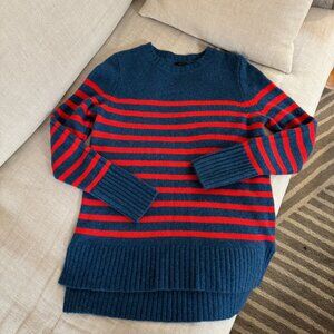 J.Crew Collection Italian Cashmere Blue & Red Stripe Sweater